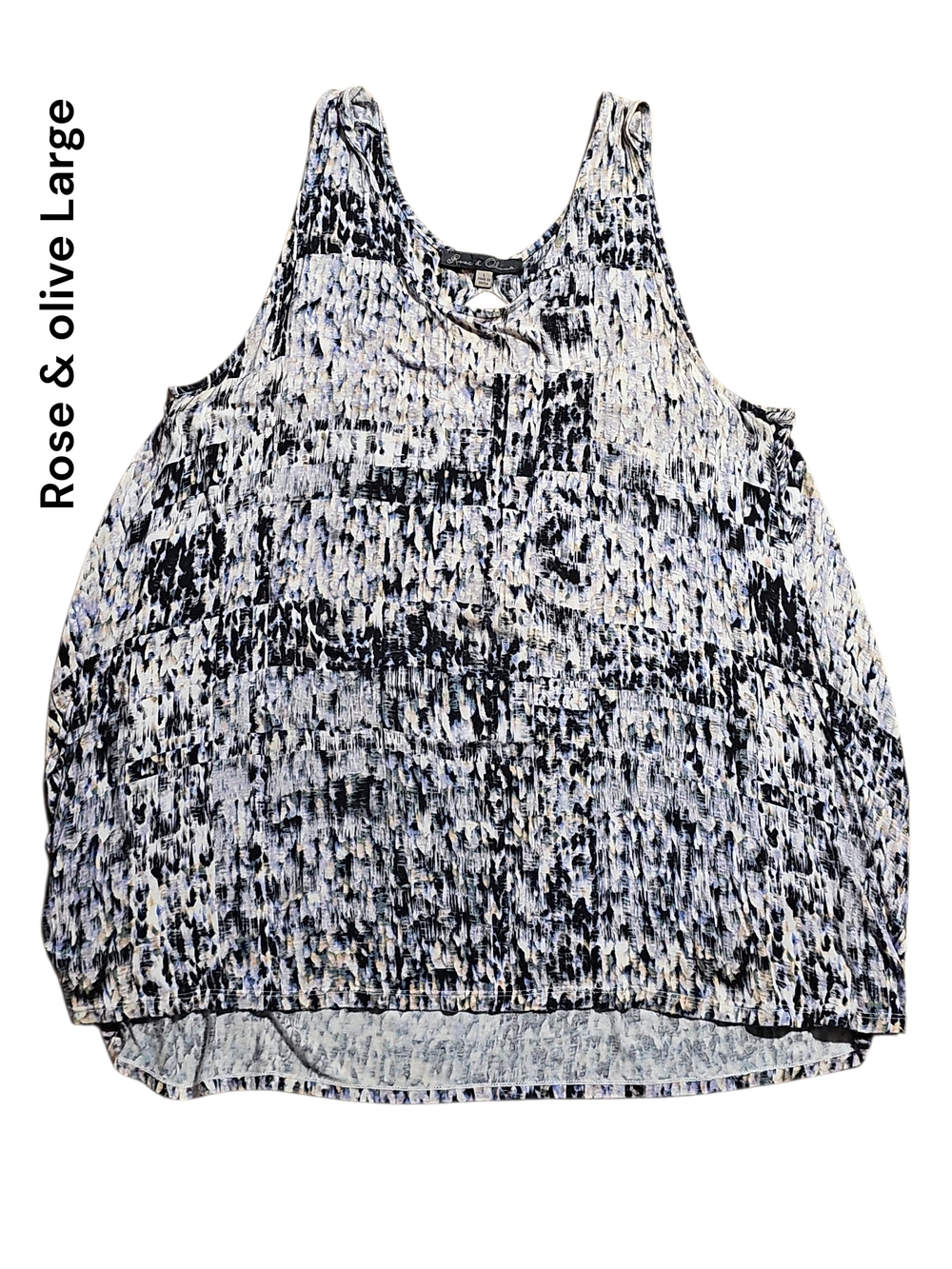 Rose & Olive Black and White Textured Print Tank Top - Large